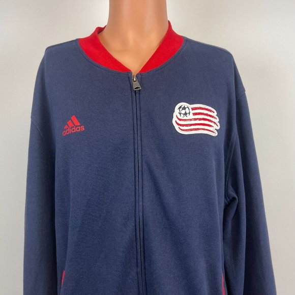 Adidas New England Revolution Retro Logo Full Zip Sweatshirt MLS Soccer Sewn XL - Picture 1 of 5